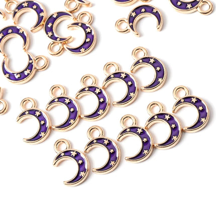 10Pcs 10*17mm Enamel Cute Charms Pendant For Jewelry Making Supplies Moon Alloy Metal Drop Oil Findings For Necklace Bracelet