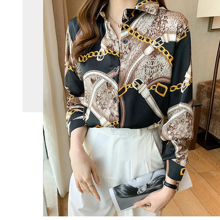 Fashion Printing Ladies Shirts Women's Blouses Spring Autumn Long Sleeve Shirts Tops Blusas Mujer