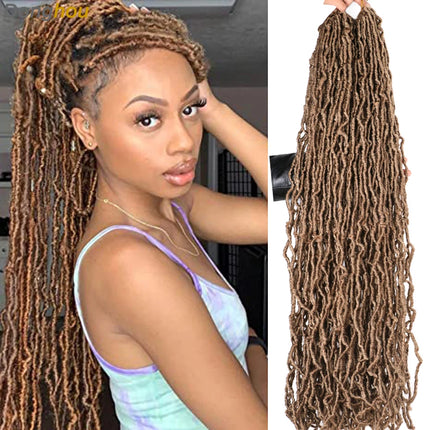 Long Goddess Faux Locks Crochet Braids Brown Blue 1B 30 350 Soft Locs Braiding Hair Synthetic Faux Locs Crochet Hair Extensions