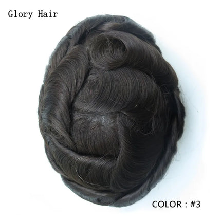 Gloryhair-Natural and Realistic Hair Prosthesis Male Toupee Wig 130% Density Hair Pieces Indian Human Men's Capillary Prosthesis