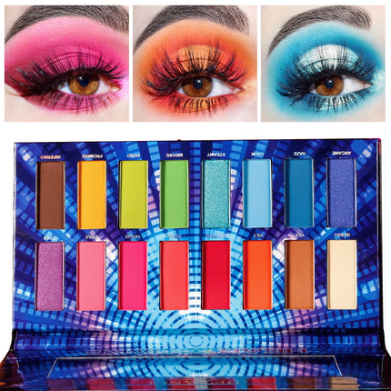 De'lanci glow matte High pigmented, beauty bomb,eye shadow palette with 16 colors of neon pigment,, color cosmetics, makeup set