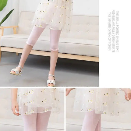 3-15Y girls spring summer calf-length leggings short Candy Color pants girls' knee-length cotton pants