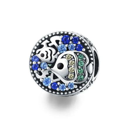 WOSTU 925 Sterling Silver Blue Conch Charm Ocean Bead Animal Turtle Starfish Pendant Fit Original Bracelet Necklace DIY Jewelry