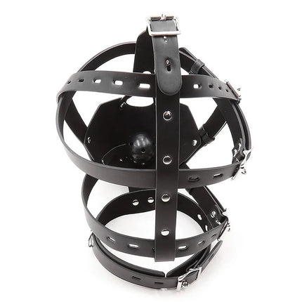 PU Leather Harness Face Mask Cool Black Headgear BDSM Bondage Restraint Muzzles Ball Mouth Gag Sex Toys for Couples Adult Games