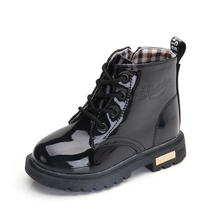 New Children Shoes Boots for Children Size 21-37 Boots for Girl PU Leather Waterproof Winter Kids Snow Shoes Girls Boots