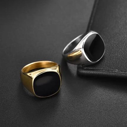 Jiayiqi Men's Ring Punk Rock Smooth 316L Stainless Steel Signet Ring For Men Hip Hop Party Jewelry Wholesale Male Wedding Anel