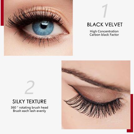 QIBEST Black Mascara Eyelashes Mascara 4D Silky Eyelashes Lengthening Eyelashes Makeup Waterproof Mascara Volume Eye Cosmetics