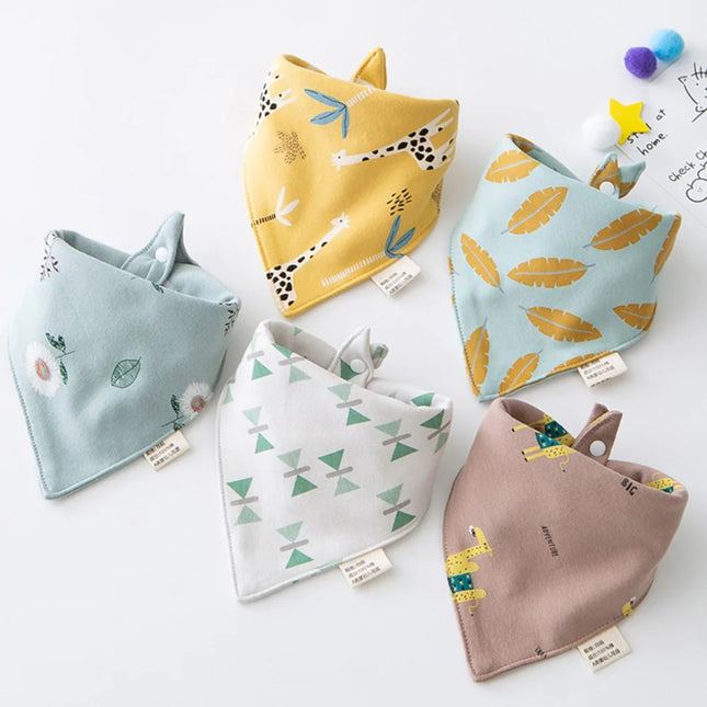 New 5 Pieces/Lot Baby Bib Newborn Feeding Burp Cloth Cotton Kids Triangle Scarf Teething Saliva Towel Soft Bandana Bibs