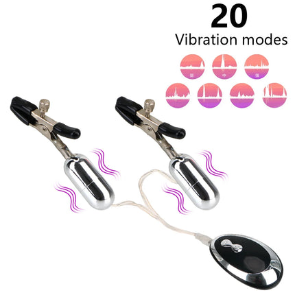 20 Modes Vibration Women Nipple Clamps Vibrators Clitoris Clips Sex Toys For Couples Tools Adults Games Products Bondage Sets