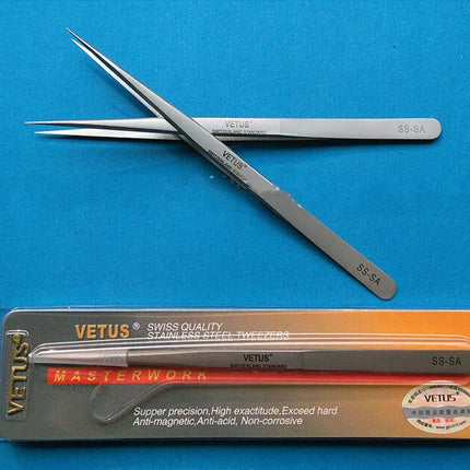 100% VETUS Original Stainless Steel Anti-static Eyelash Tweezers Super Fine Tip High Precision Tweezers Makeup Tool