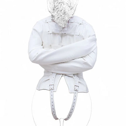 BDSM Leather Lingerie Straitjacket with Crotch Strap,SM Games Bondage Straight Jacket Harness,Slave Role Gimp Costumes Sextoys