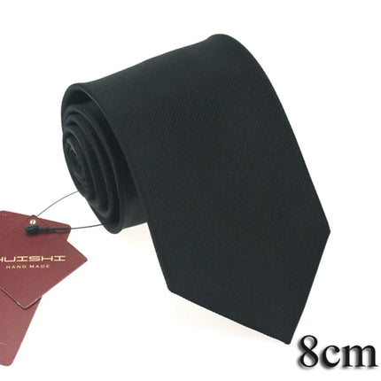 HUISHI 8CM 8 Styles Men's Solid Dark Blue Neck Tie 6cm Waterproof Jacquard Necktie Daily Wear Cravat Wedding Party For Men