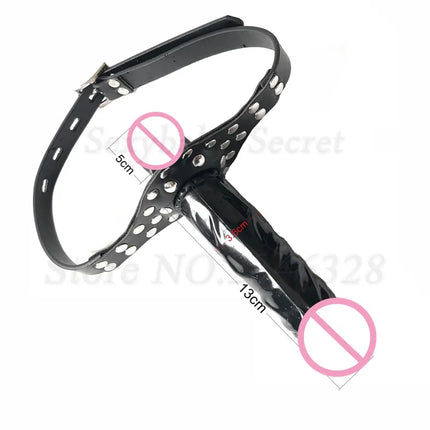 Double-Ended Dildos Gag Strap On Open Mouth Dong Plug PU Leather Harness Realistic Cock Bondage Adult Games Sex Toys For Couples