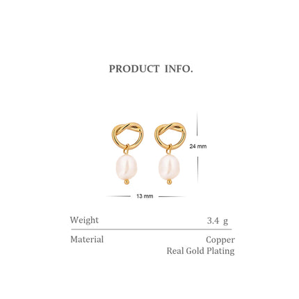 Yhpup Minimalist Natural Pearls Dangle Earrings Fashion Korean Simple Elegant Metal Texture Stylish Jewelry