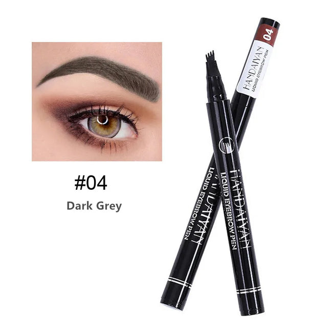 4D Microblading Eyebrow Pen 4 Forks Tip Eyebrow Tattoo Pencil Long Lasting Fine Sketch Liquid Eye Brow Makeup