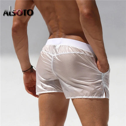Men Transparent Shorts Bodybuilding Man Summer Sexy Gyms Workout Male Breathable Quick Dry Sportswear Jogger Beach Short Pants