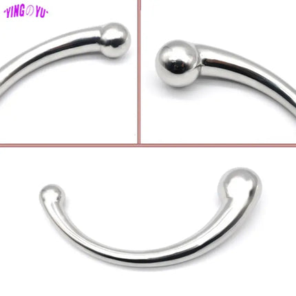 Double Ended Stainless Steel G Spot Wand Massage Stick Pure Metal Penis P-Spot Stimulator Anal Plug Dildo Sex Toy For Women Men