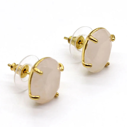 Crystal Stud Earrings for Women Girls Waterdrop Round Oval Shape Natural Lapis Lazuli Amethyst Faceted Stone Earring Jewelry