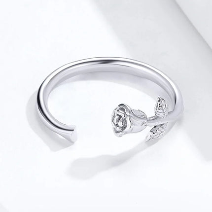WOSTU Real 925 Sterling Silver Open Ring Finger Adjustable Size Wedding Rings For Women Engagement Fashion Silver Jewelry Gift
