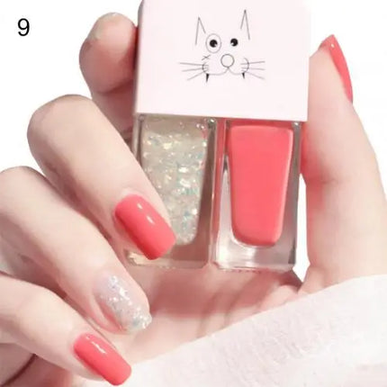 Manicure Water-based Bright Scrub Can Tear Gemini Nail Polish Two Bottles Set Twin Nail Polish Combination Glitter Nal Art Tools