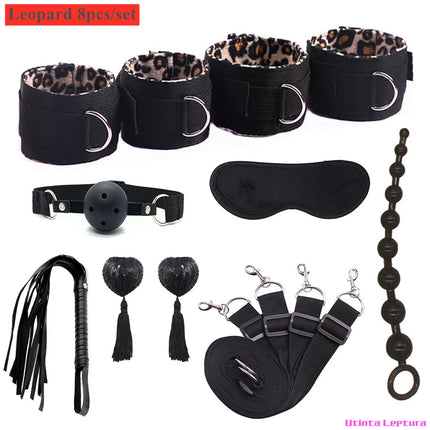 Sex Tools for BDSM Bondage Restraint Adult S&M Fetish Games Set Vibrator Handcuffs Ankle Bed Toys Kits for Couples