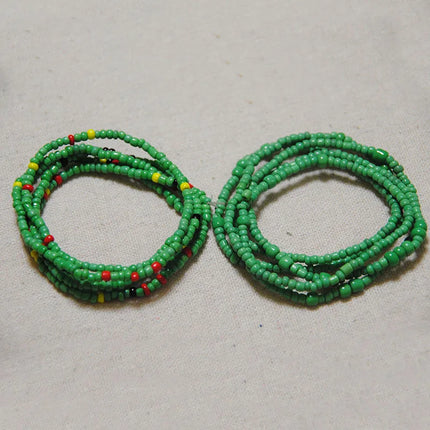 2 Pcs Sexy Summer Waist Bead Chains African Belly Beads Colorful Beach Bikini Body Belly Chain Elastic Jewelry for Women Girls