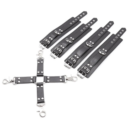 Bdsm Bondage Leather Strap Rope of Restraints Handcuffs with Cross Harness Lock for Fetish Adults Sex Games Erotic Accessories