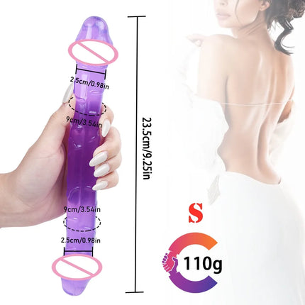 Double Head Dildo Long Jelly Realistic Dildo Double Ended Dildo Flexible Big Penis for Women Masturbator Sex Toys for Lesbian