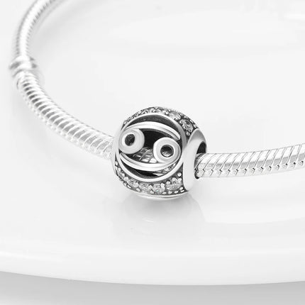 Hot Sale 925 Sterling Silver 12 Constellation Beads Charm Fit Original Pand 3mm Bracelet For Women Jewelry Birthday Fashion Gift