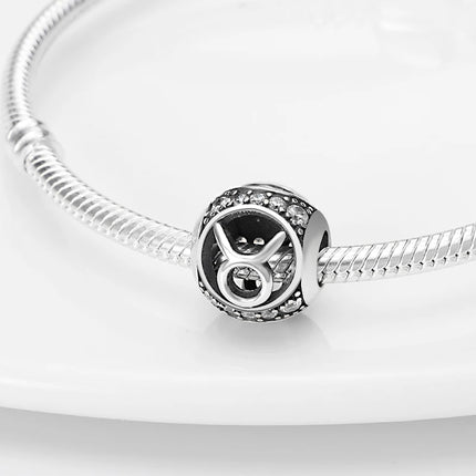 Hot Sale 925 Sterling Silver 12 Constellation Beads Charm Fit Original Pand 3mm Bracelet For Women Jewelry Birthday Fashion Gift