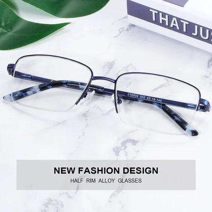 ZENOTTIC Half Rim Prescription Glasses Men Business Optical Spectacles Anti Blue Rays Photochromic Myopia Progressive Eyeglasses