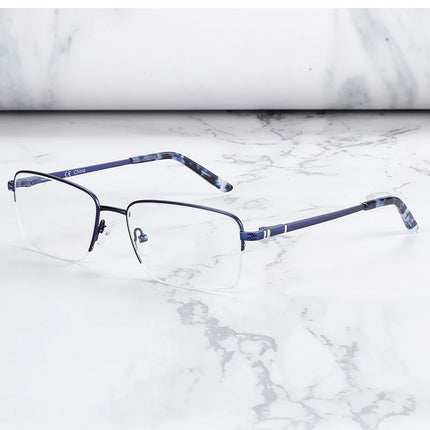 ZENOTTIC Half Rim Prescription Glasses Men Business Optical Spectacles Anti Blue Rays Photochromic Myopia Progressive Eyeglasses