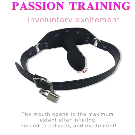 Flexible Size Silicone Mouth Gag BDSM Ball Accessory Plug Inflatable with Detachable Pump for Erotic Restraint Sex Game Play Toy