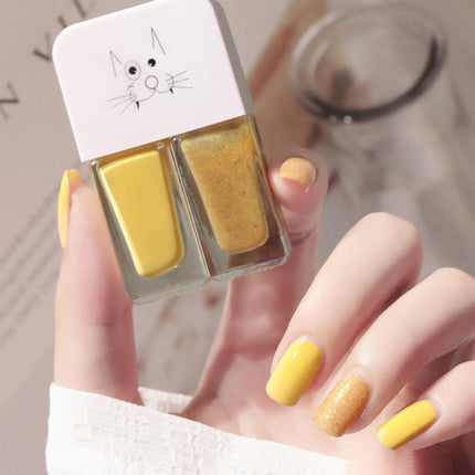 Manicure Water-based Bright Scrub Can Tear Gemini Nail Polish Two Bottles Set Twin Nail Polish Combination Glitter Nal Art Tools