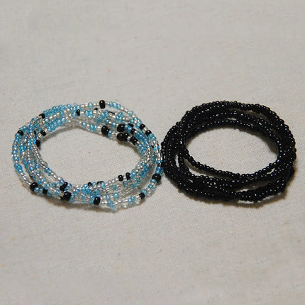 2 Pcs Sexy Summer Waist Bead Chains African Belly Beads Colorful Beach Bikini Body Belly Chain Elastic Jewelry for Women Girls
