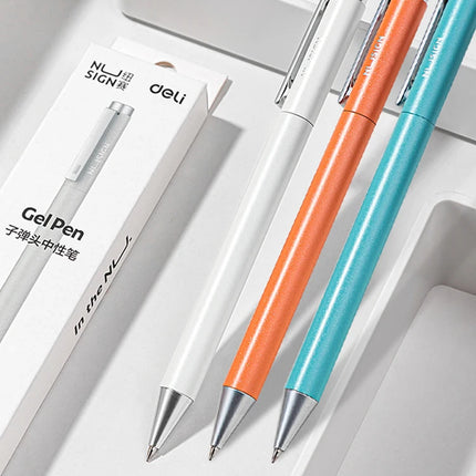Deli Metal Gel Pen Rollerball Caneta ручка Ballpoint 0.5MM Signing Pens for Office Students Business Stationary Supplies