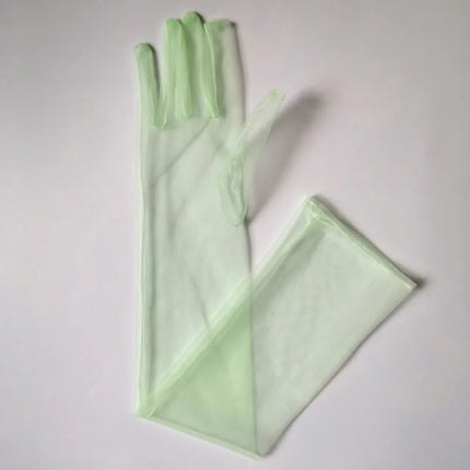 70cm Sexy Lace Thin Hollow Transparent Long Gloves Soft Breathable Solid Net Yarn Women Man Performance Party Elasticity Cosplay