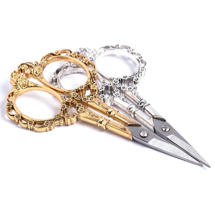 1PC(7.8*15cm) Stainless Steel 6Color Retro Scissors For Makeup/Embroidery/Nails/Sewing Trimmer Metal  Scissor Cuticle Tool P4006