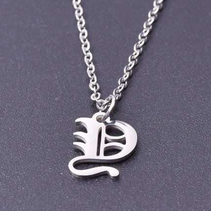 2pcs Stainless Steel Initial Necklace For Men Women Chain Old English Pendant 26 Letters Statement Necklaces Jewelry Couple Gift