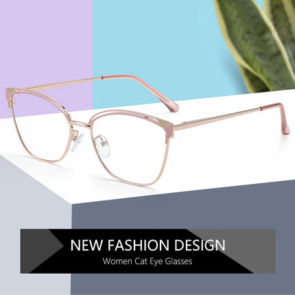 ZENOTTIC Fashion Cat Eye Prescription Glasses Women Anti Blue Ray/Photochromic Eyewear Optical Myopia Progressive Eyeglasses