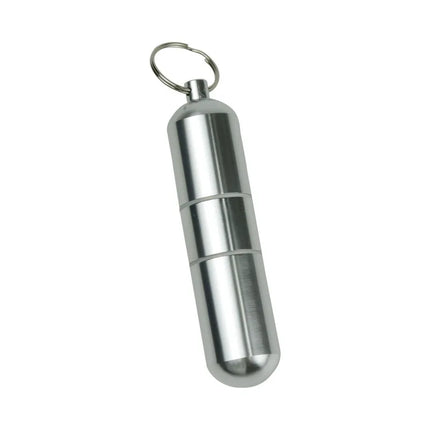 1pcs Silver Aluminum Alloy Cigarette Box Waterproof Cigarette Case Pill Toothpick Capsule Holder with Keychain Mens Gift