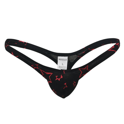 Men's Cotton Briefs Low Waist Penis Sissy Sexy Underwear Male Erotic Gay Tongs Underpants for Men Star Print Shorts Panties