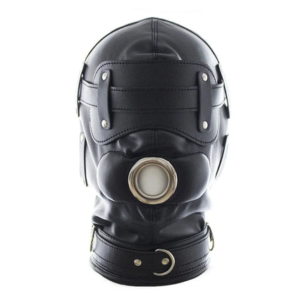 PU Leather Hood Headgear with Dildo Mouth Gag Ball Bdsm Toys Bondage Gear Hood Toys Adult Games Sex Products Sex Toys for Women