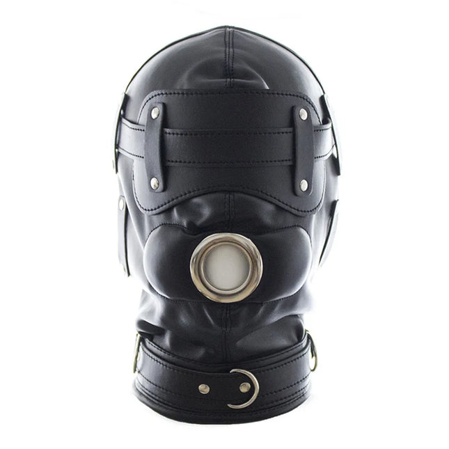 PU Leather Hood Headgear with Dildo Mouth Gag Ball Bdsm Toys Bondage Gear Hood Toys Adult Games Sex Products Sex Toys for Women