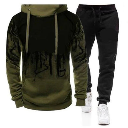 Men's Autumn Winter Tracksuit Zipper Hoodie and Pants 2 Piece Casual Sportswear Jogger Running Suit Fitness Sweatshirt Cardigian