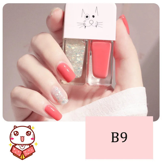 New 2 In 1 Candy Color Nail Polish Manicure Water-based Bright Scrub No Bake No Peeling Quick Dry Waterproof Lasting Nail Polish