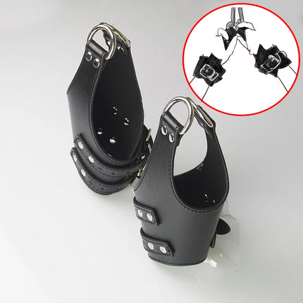 Leather Bondage BDSM Suspension Wrist Cuffs Restraints,Hanging Handcuffs Gloves,Sex Toys For Couples
