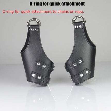 Leather Bondage BDSM Suspension Wrist Cuffs Restraints,Hanging Handcuffs Gloves,Sex Toys For Couples