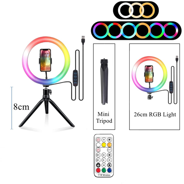 Led Lights Ring Lamp RGB With Tripod Round Ring Light Fancy Lighting Photography Photo Studio Selfie For Phone Video