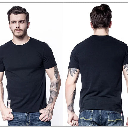 Men's Cotton Solid Color T-Shirt Men Casual O-Neck Basic T-Shirt Male High Quality Classic Tops